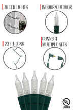 Duo White 70 LED Indoor/Outdoor Crosshatch Pointed Tip Green Cable Christmas String Lights