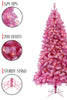 629 Tios 200 Lights Prelit Pink Christmas Tree with Silver Tinsel Needles Warm White Lights