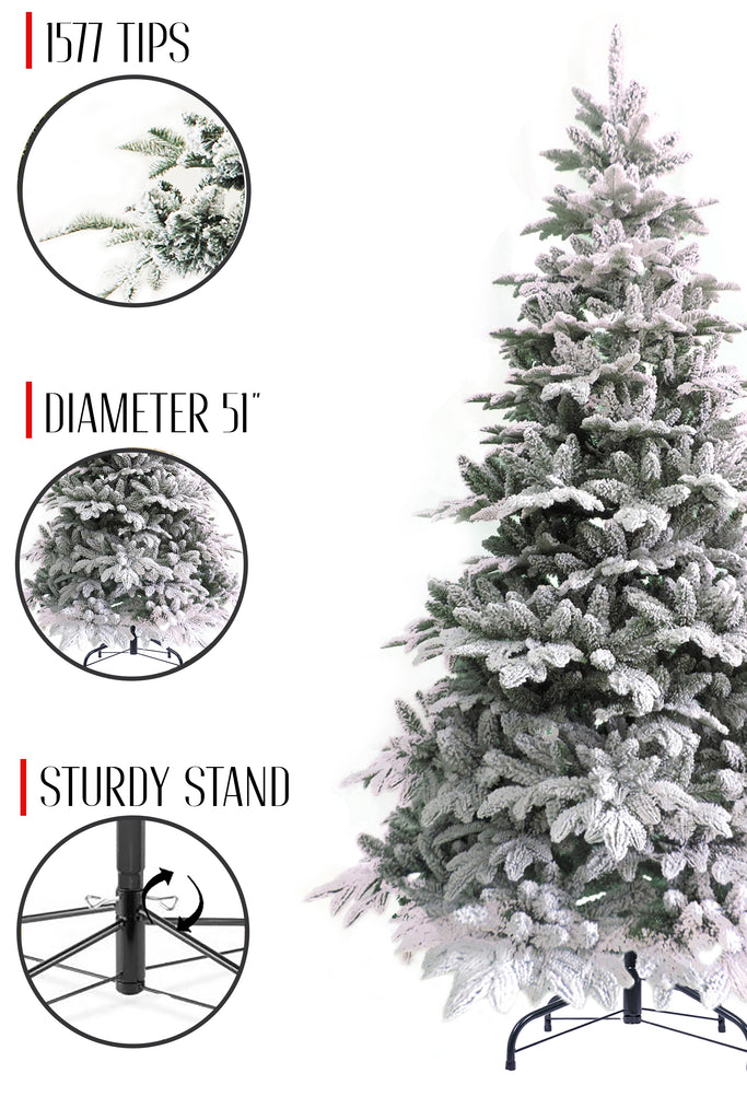 1577 Tips 51' Diameter Calgary Spruce Snow Flocked Christmas Tree