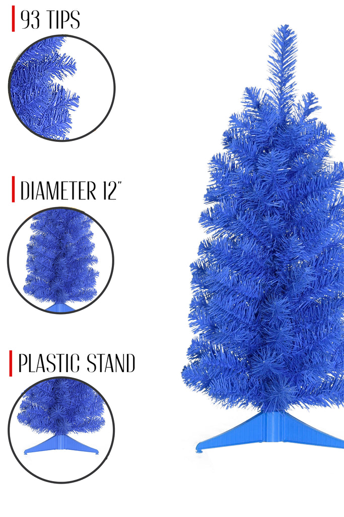93 Tips 12' Diameter 3' Blue Tabletop Christmas Tree