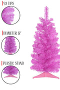 93 Tips 12' Diameter Pink Tabletop Christmas Tree with Stand Tree