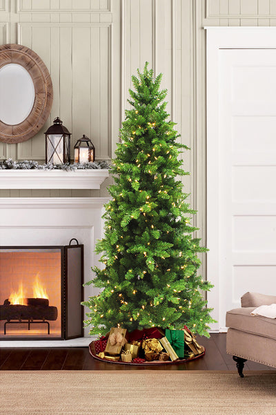 Prelit Slim Pencil Spruce Christmas Tree with Warm White Lights