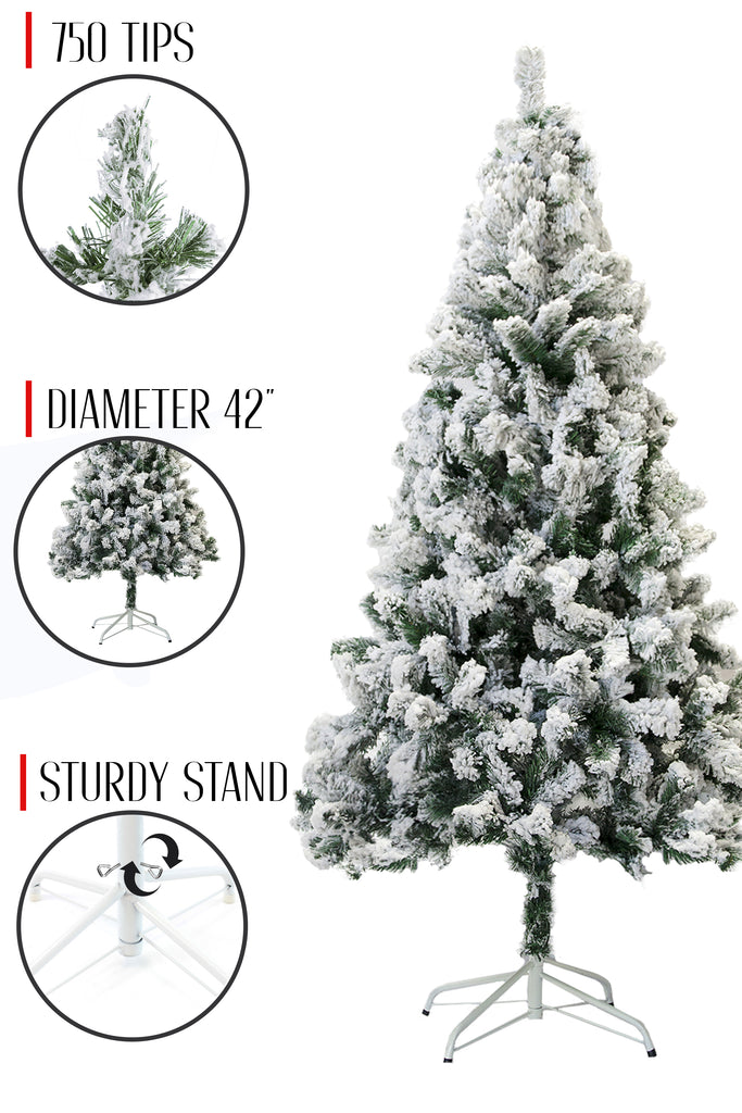 750 Tips 42' Diameter Perfect Holiday Snow Flocked Christmas Tree