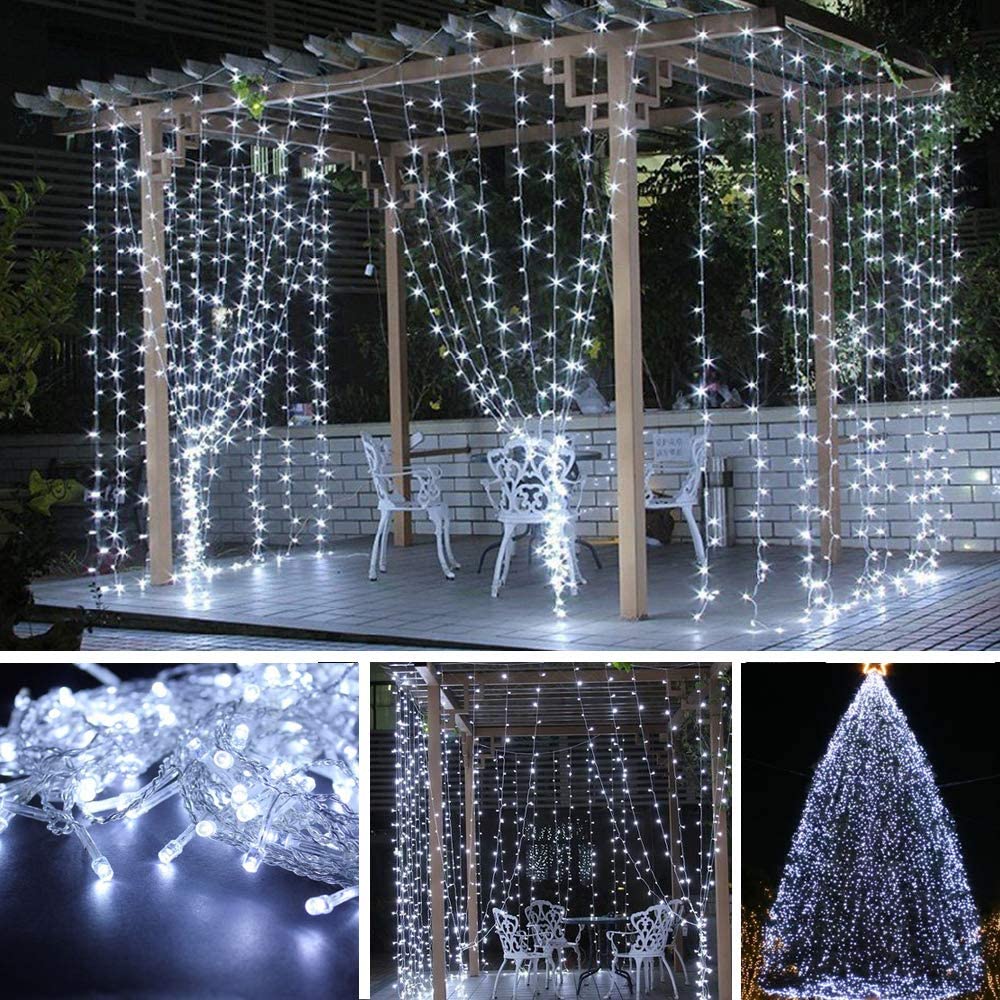 Indoor/Outdoor 300 LED 9ft x 9ft Twinkling Curtain Lights Plug in