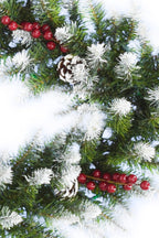 6' Snow Flocked Camdon Fir Garland with Pine Cones & Berry Clusters Holiday Home Decor 