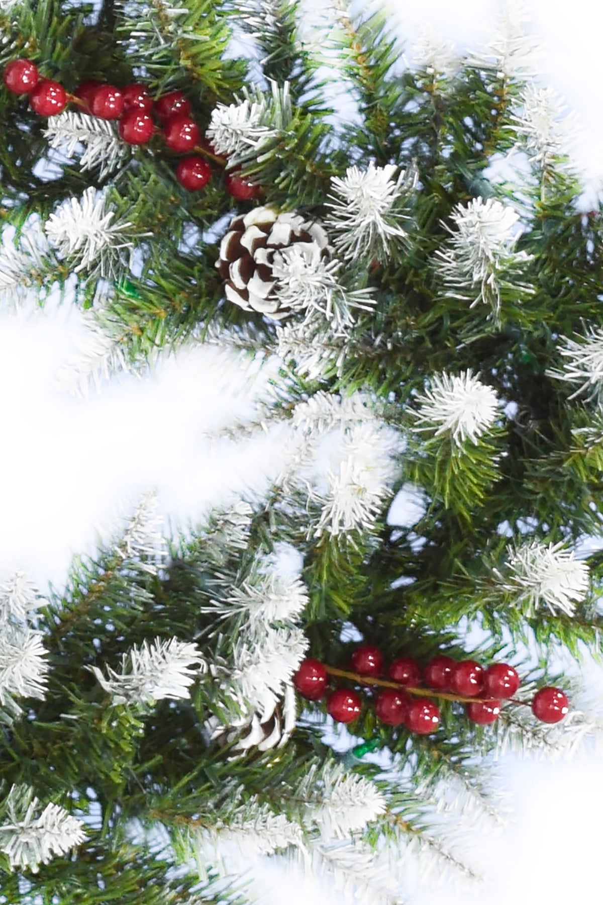 6' Snow Flocked Camdon Fir Garland with Pine Cones & Berry Clusters Holiday Home Decor 