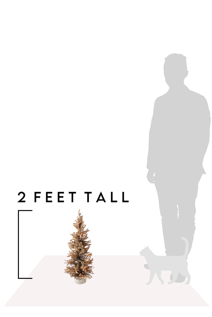 2 feet Pre-Lit Brown Burlap Base Holiday Tree