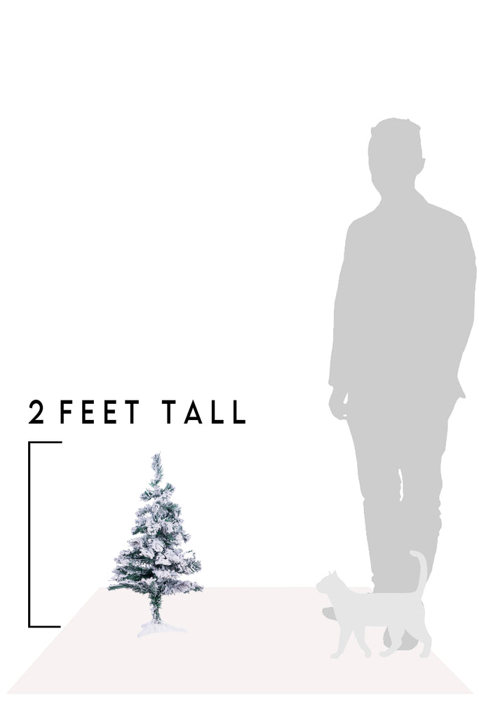 2 Feet Tall Snow Flocked Tabletop Christmas Tree with Stand