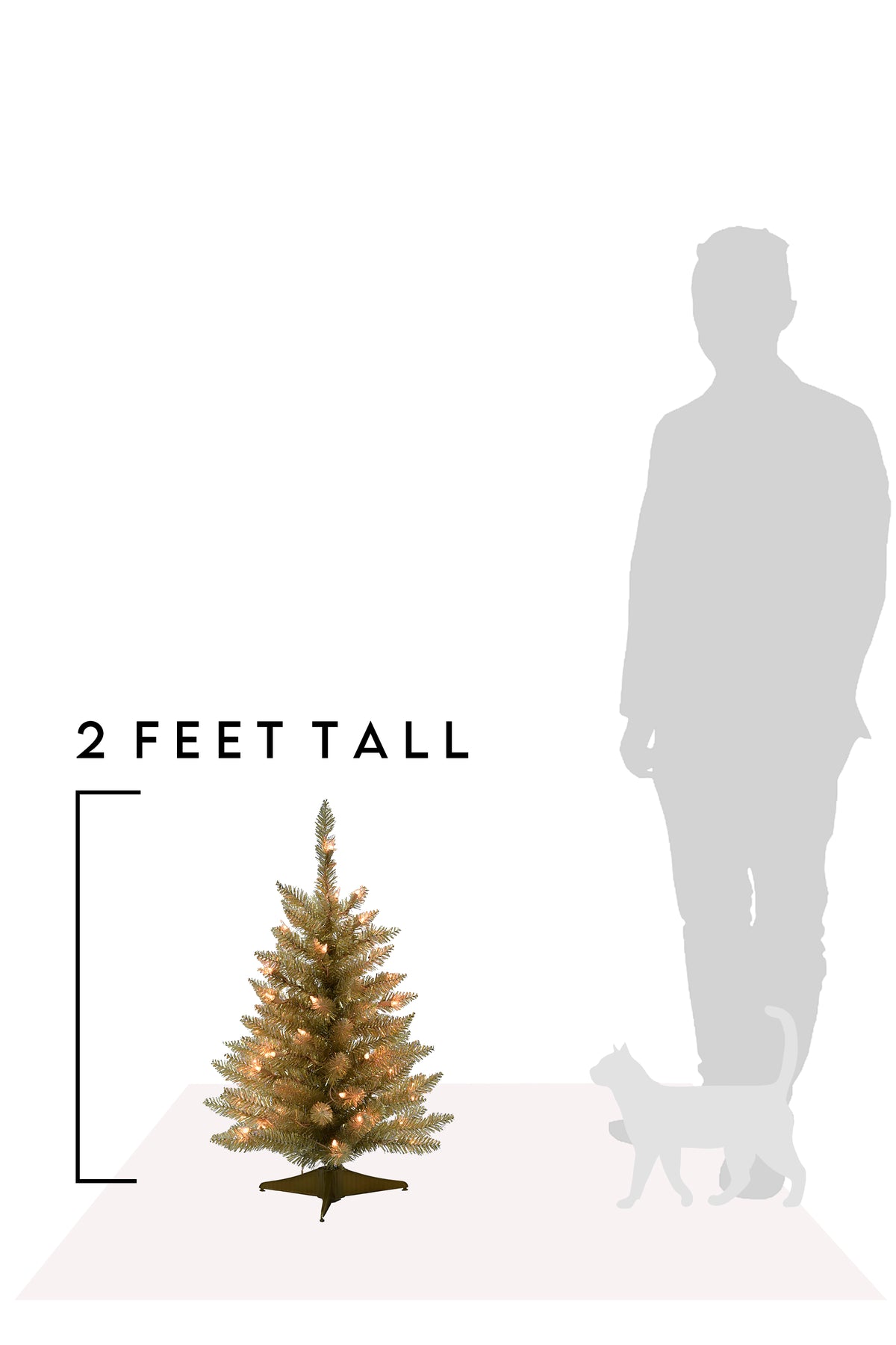 2 FT Prelit Tabletop Christmas Tree - Champagne