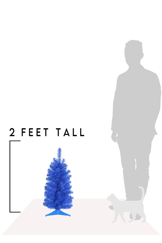 2 Feet Tall Blue Tabletop Christmas Tree