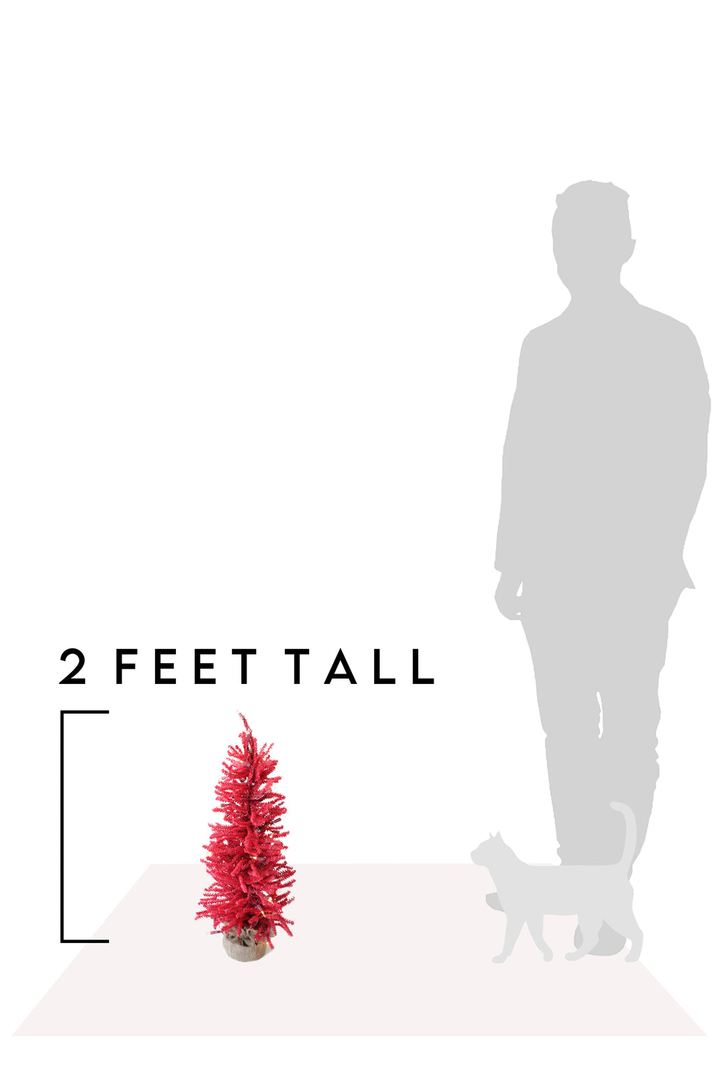 2 Feet Tall Pre-Lit Red Burlap Base Christmas Tree