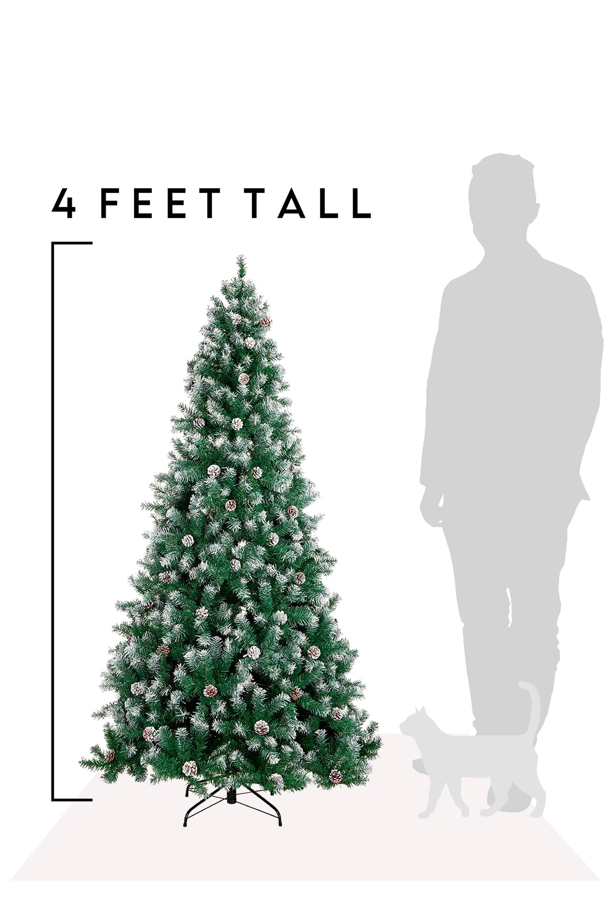 4 Feet Tall Frosted Oregon Fir with Snow Dusted Pine Cones