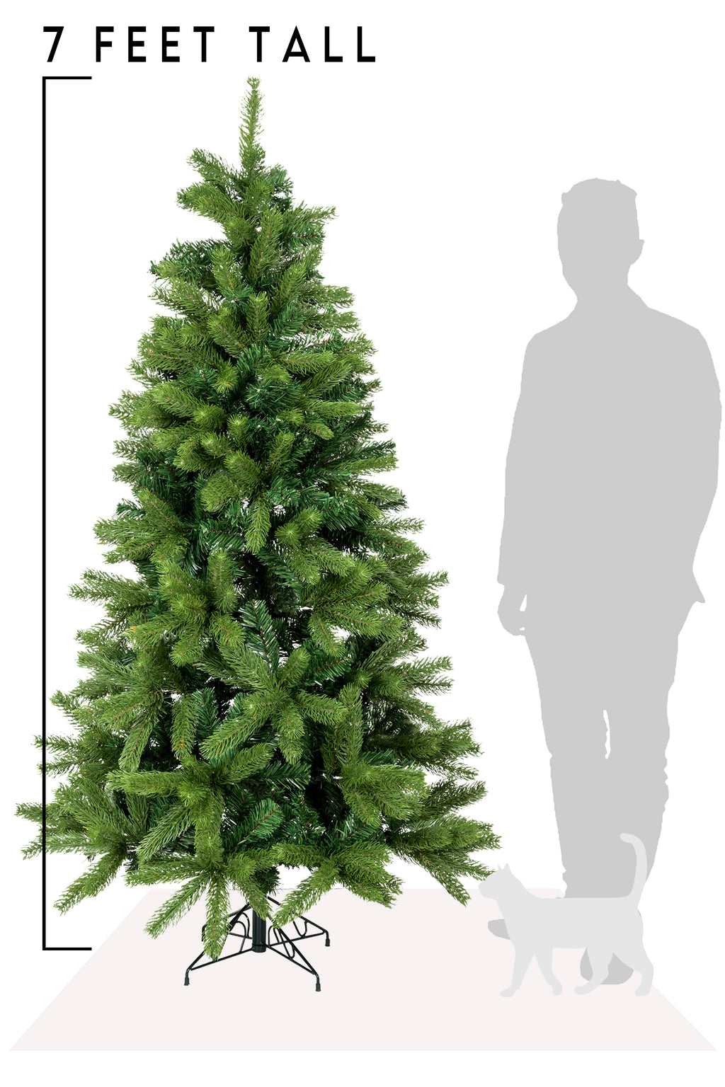 7 FT Noble Fir Full Christmas Tree with Black Metal Stand 