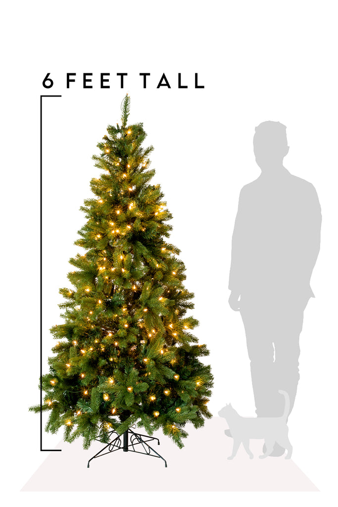 6FT Prelit Nobel Fir Christmas Tree with Warm White Lights