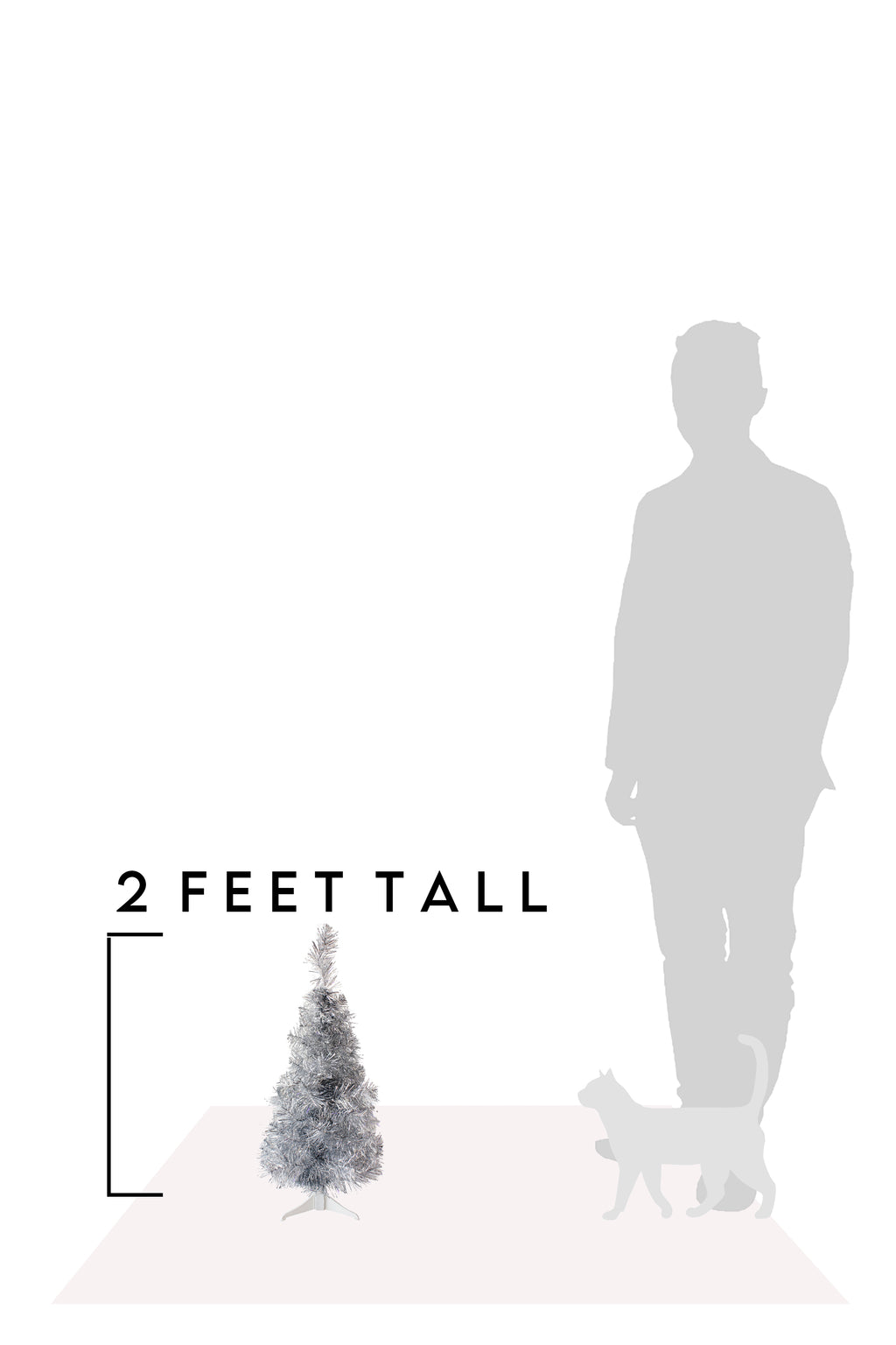 2 FT Silver Tabletop Tree with Stand