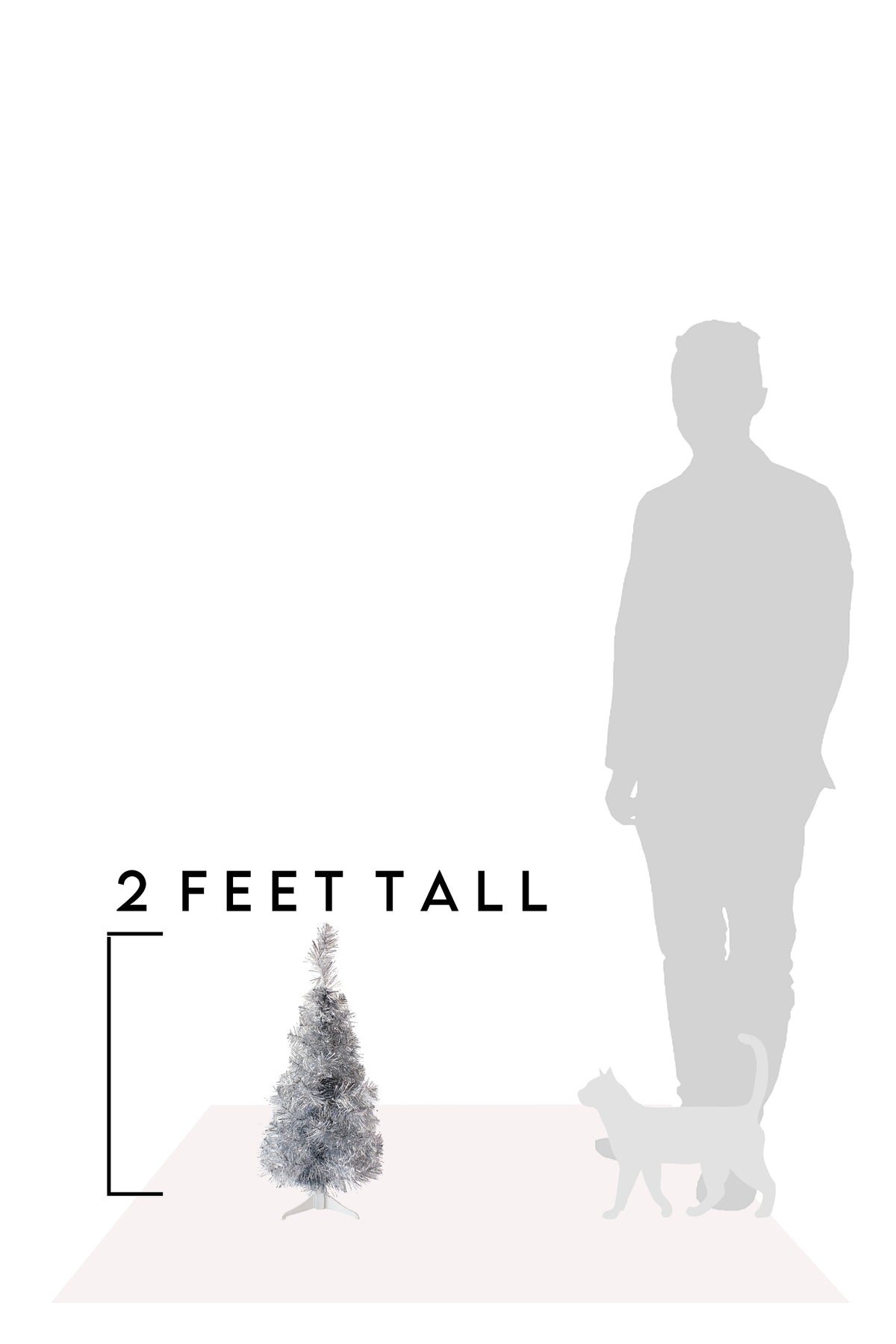 2 FT Silver Tabletop Tree with Stand
