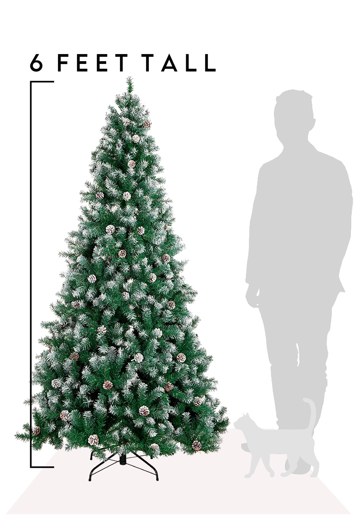6 Feet Tall Frosted Oregon Fir with Snow Dusted Pine Cones