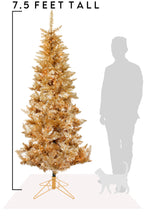 7.5 FT Rose Gold Slim Prelit Christmas Tree with Warm White Lights