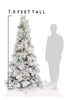 7.5 Feet Tall Pre-lit Slim Snow Flocked Atka Christmas Tree with Metal Stand and Instant Connect