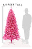 6.5' Feet Tall Pink & Silver Christmas Tree with Metal Stand