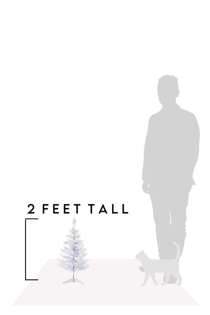 2' White Tabletop Tree with Stand- Holiday Accent Decor