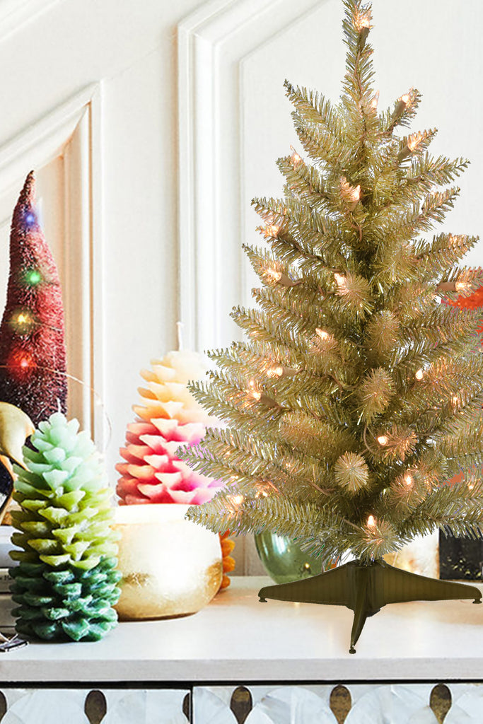 2' Prelit Tabletop Christmas Tree - Champagne – Perfect Holiday