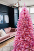 Prelit Pink Christmas Tree with Silver Tinsel Needles Warm White Lights