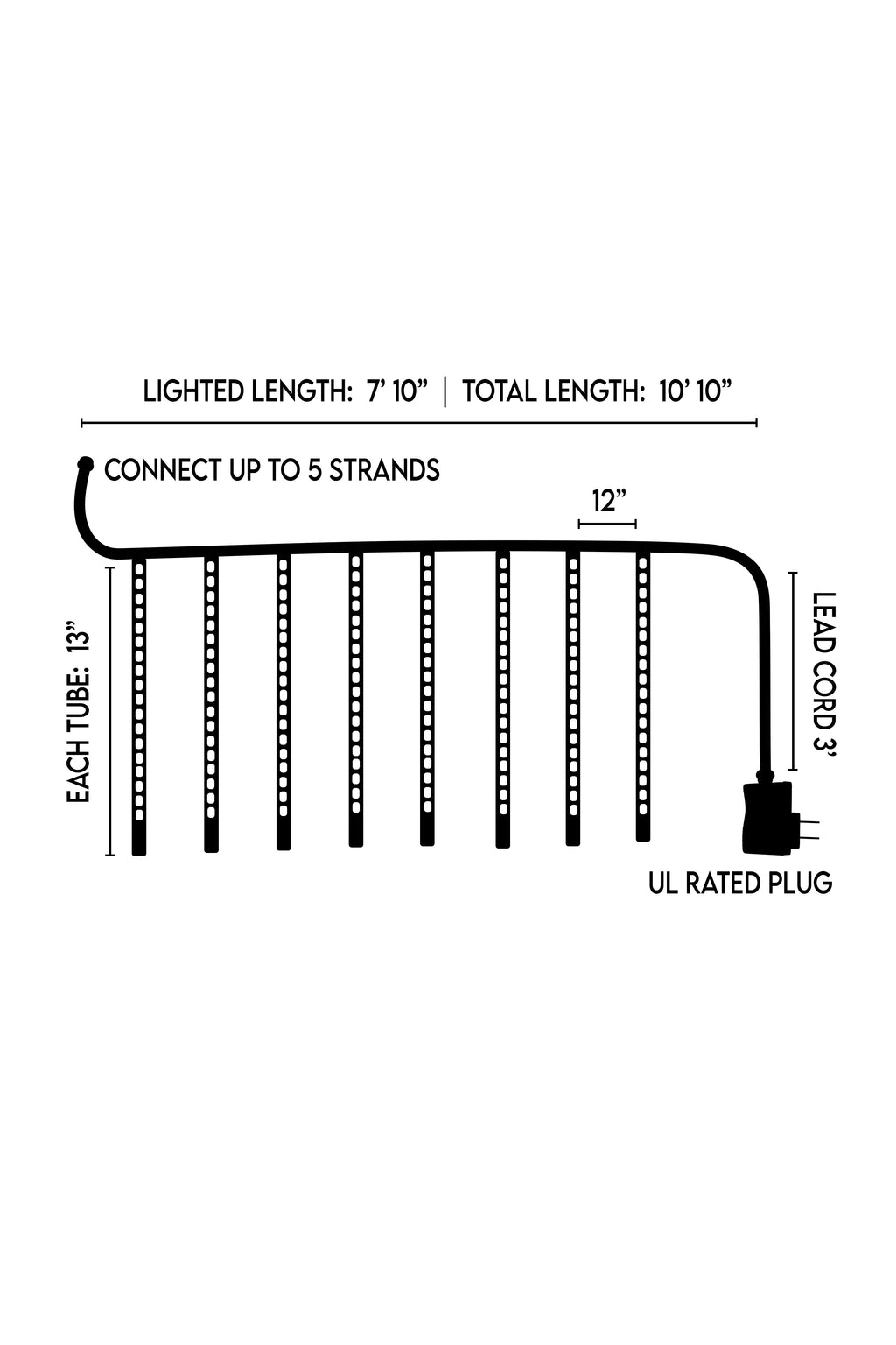 10' Length Indoor/Outdoor Snowfall Lights