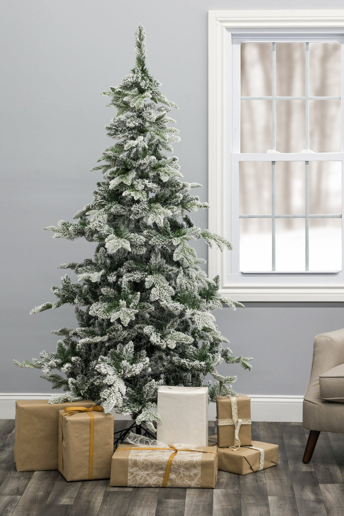 Perfect Holiday Home Decor 7.5' Alpine Fir Artificial Christmas Tree - Snow Flocked