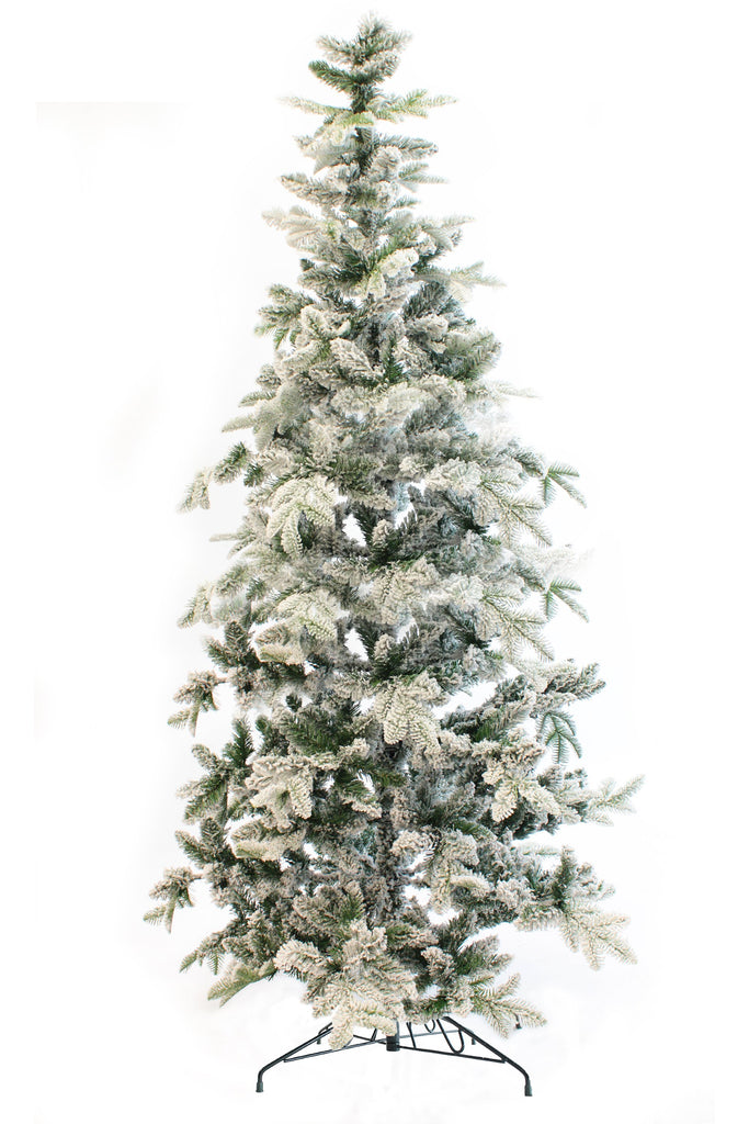 OPEN BOX - 7.5' Alpine Fir Artificial Christmas Tree - Snow Flocked With Heavy Duty Metal Stand 