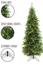 1061 Tips 450 Small Lights Prelit Slim Pencil Spruce Christmas Tree 