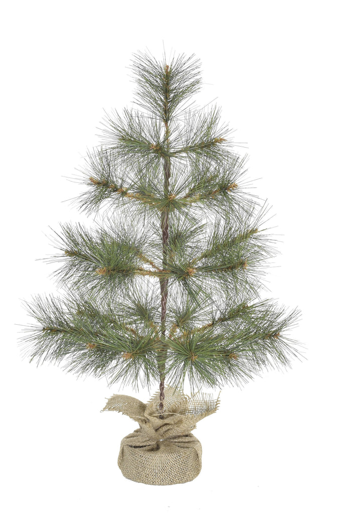 Christmas Home Decor 24" Tabletop Mountain Pine Christmas Tree with Burlap Wrapped Base