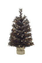 Holiday Home Decor  24" Tabletop Matte Black Gold Tinsel Halloween Theme Tree