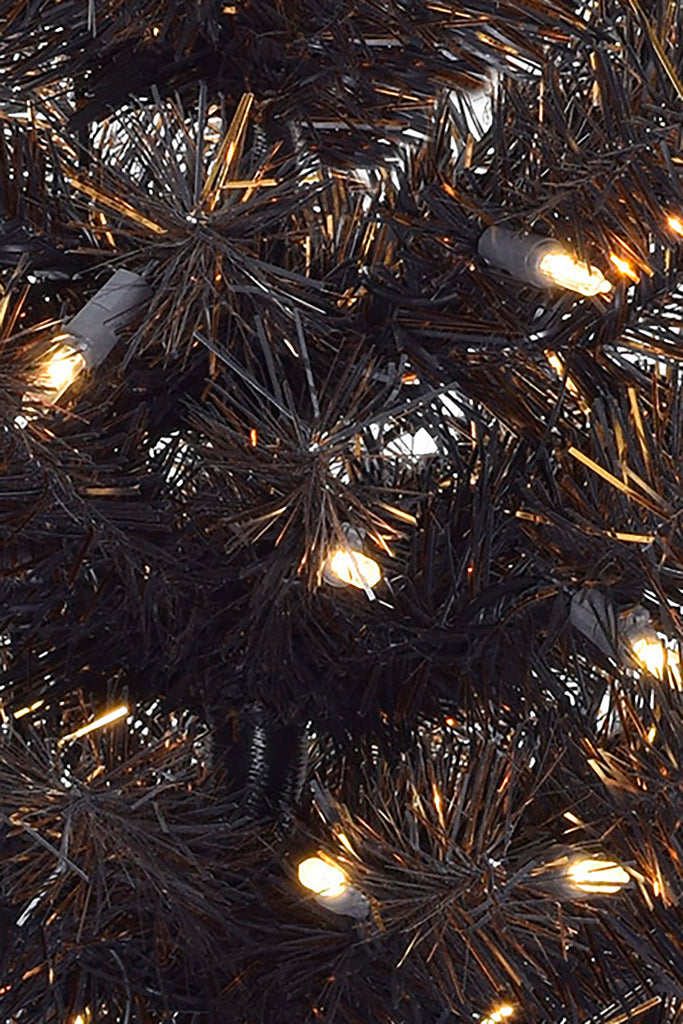 Perfect Holiday Home Decor 24" Tabletop Matte Black Gold Tinsel Halloween Tree