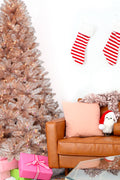 5' Pre-lit Multifunction Rose Gold Oregon Fir Tinsel Tree with Metal Stand and Instant Connect