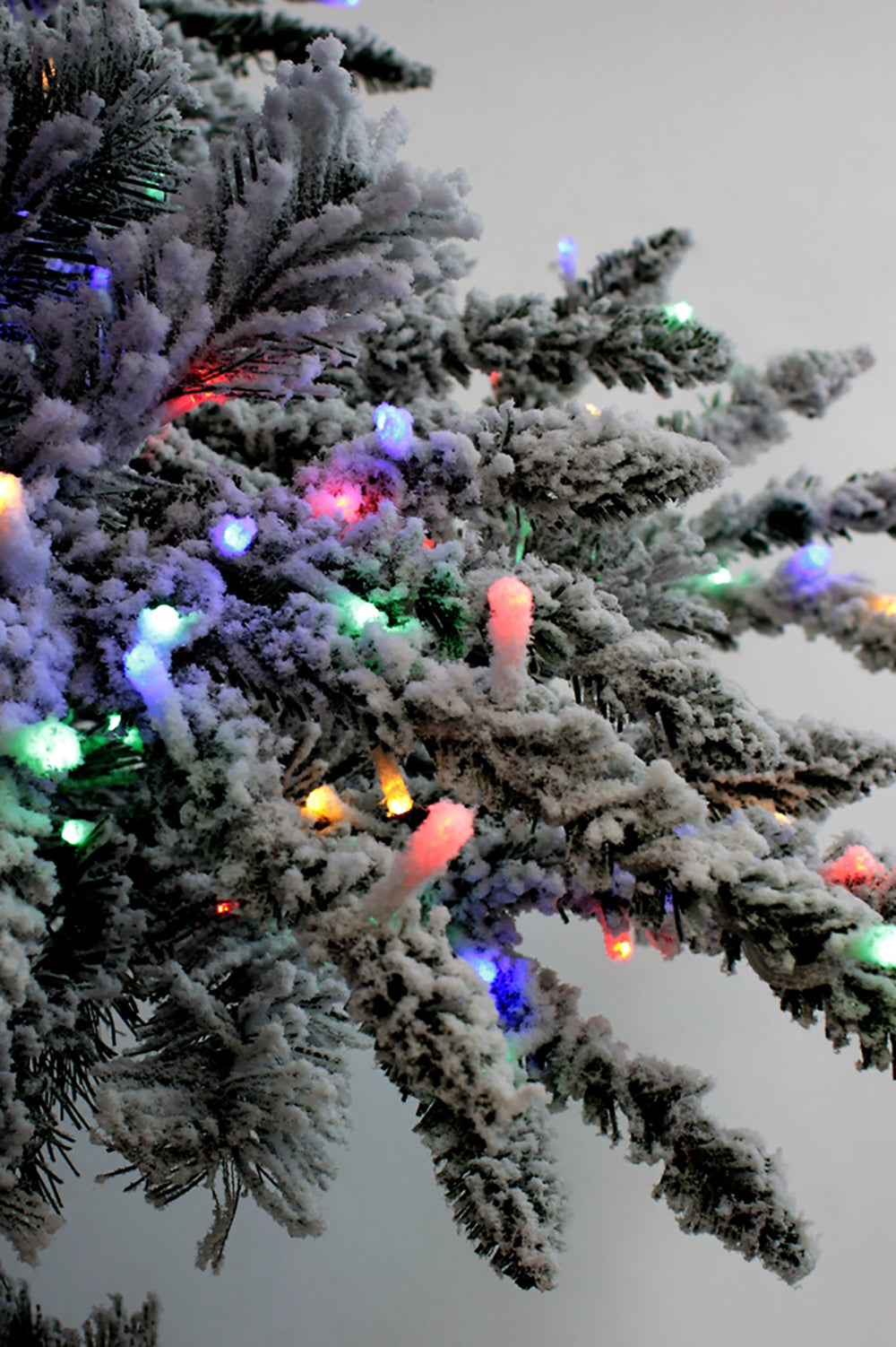 Multicolor Prelit Slim Snow Flocked Christmas Tree 