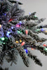 7.5' Prelit Slim Snow Flocked Christmas Tree with Warm White & Multicolor Lights For Perfect Holiday Home Decor