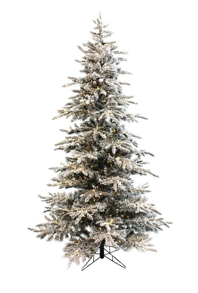 Holiday Home Decor 6.5' Prelit Slim Snow Flocked Christmas Tree with Warm White & Multicolor Lights