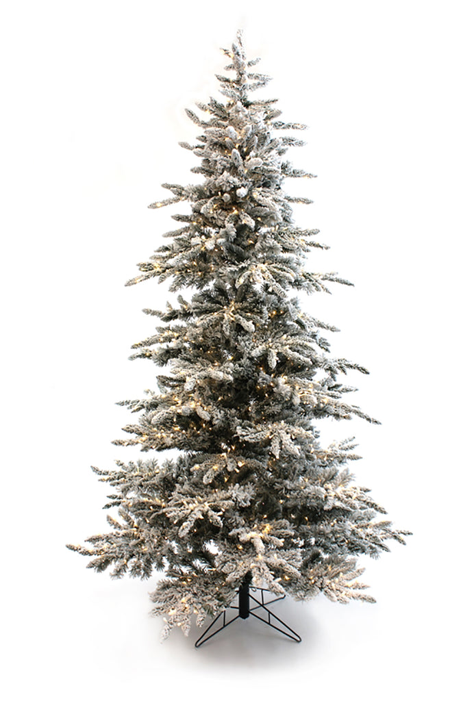 Holiday Home Decor Prelit Slim Snow Flocked Christmas Tree with Warm White & Multicolor Lights