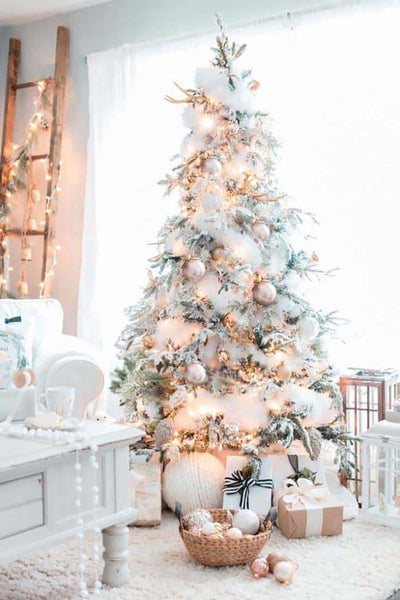  6.5' Slim Snow Flocked Utica Christmas Tree with Metal Stand