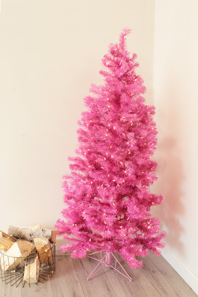 Holiday Home Decor 6.5' Prelit Light Pink Christmas Tree with Warm White Lights