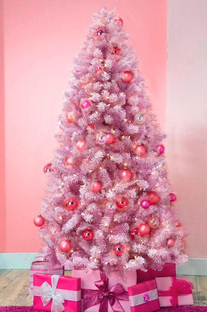 6.5' Pink & Silver Christmas Tree with Metal Stand