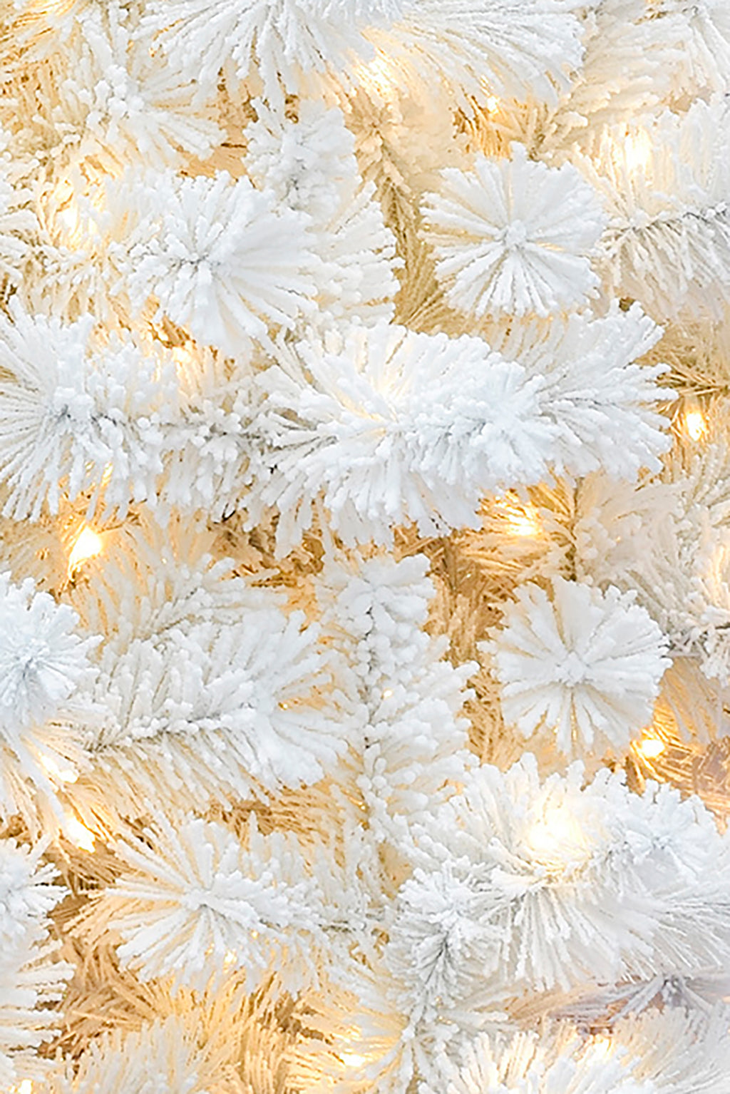 5' Pre-lit Heavy White Snow Flocked Castle Pine Christmas Tree with Metal Stand and Instant Connect
