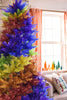 6.5' Rainbow Swirl Tinsel Christmas Tree with Red Stand- Colorful - Christmas- Tree