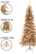38' Diameter Rose Gold Slim Christmas Tree with Metal Stand