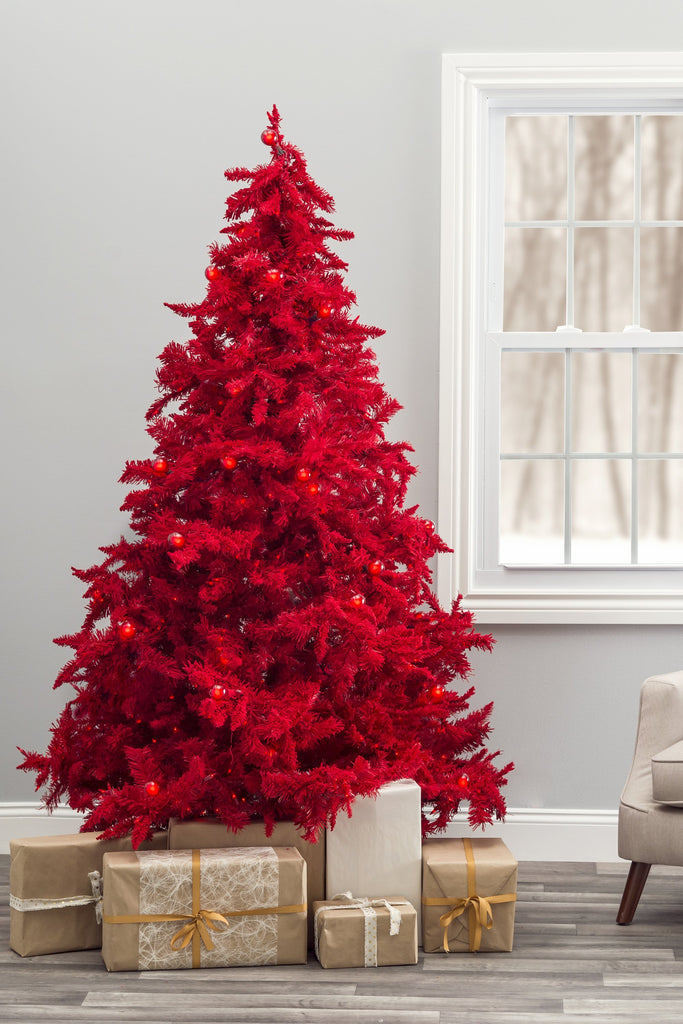 Holiday Home Decor Collection  6.5' Prelit Ruby Red Christmas Tree with Small & Large Lights
