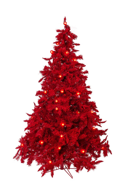 OPEN BOX 6.5' Prelit Ruby Red Christmas Tree with Small & Large Lights