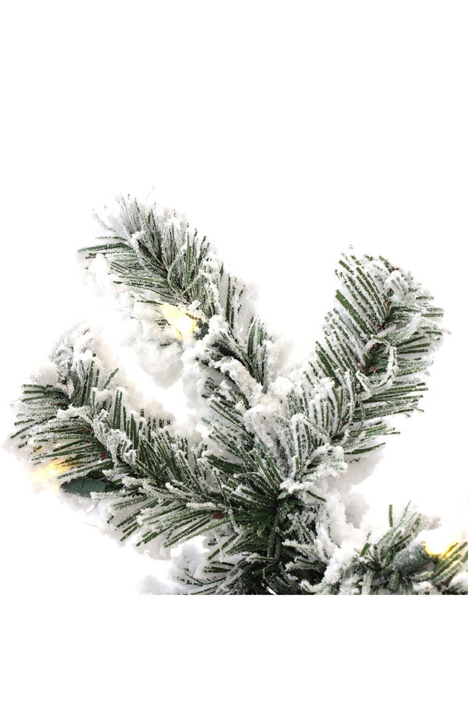 Real Christmas Prelit Heavy Snow Flocked Tree with Warm White Lights