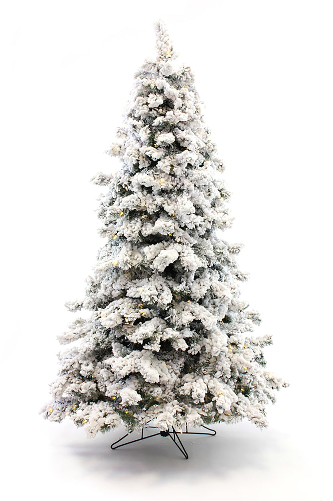 Holiday Home Decor Prelit Heavy Snow Flocked Christmas Tree with Warm White Lights