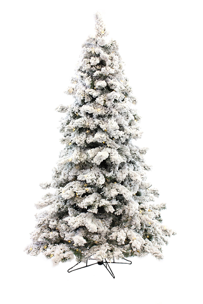 OPEN BOX 7.5' Prelit Heavy Snow Flocked Angel Pine Christmas Tree with Warm White Lights